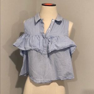 Blue and white stripped tank top